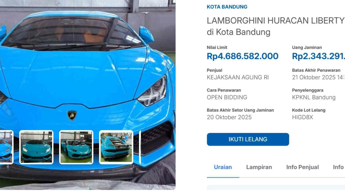 Kejagung Lelang 12 Mobil dan Motor Mewah Doni Salmanan, Termasuk Lamborghini Rp4,6 Miliar