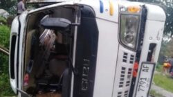 Rem Blong di Turunan Sendi, Elf Rombongan Wisatawan Surabaya Terguling di Pacet