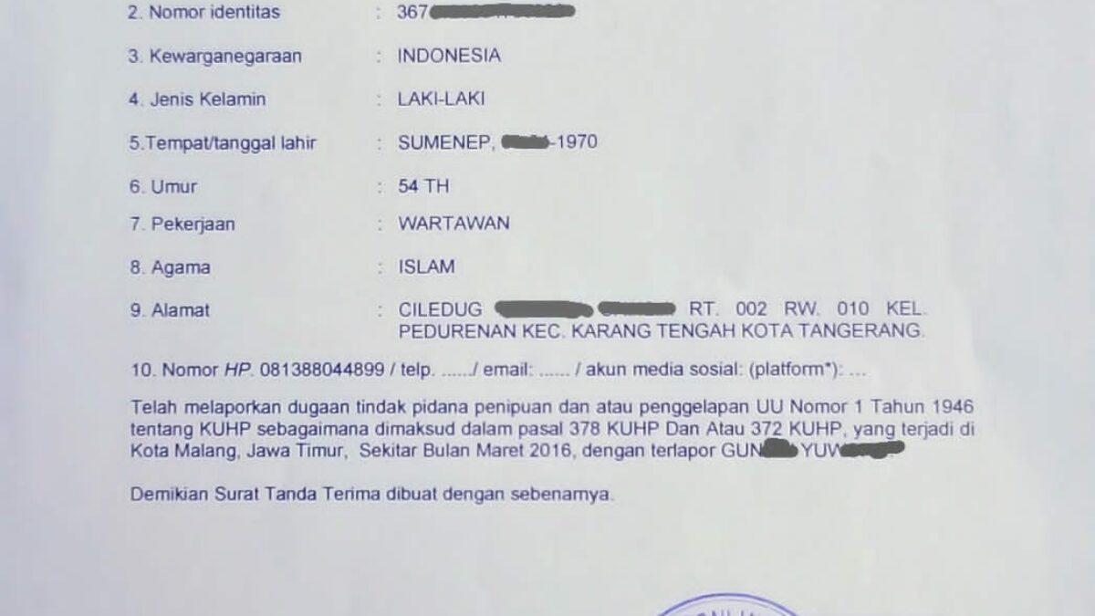 Dugaan Penggelapan Uang Rp 500 Juta:Penyelidikan Berlarut-larut, Pelapor Soroti Kinerja Polresta Malang yang Tidak Presisi