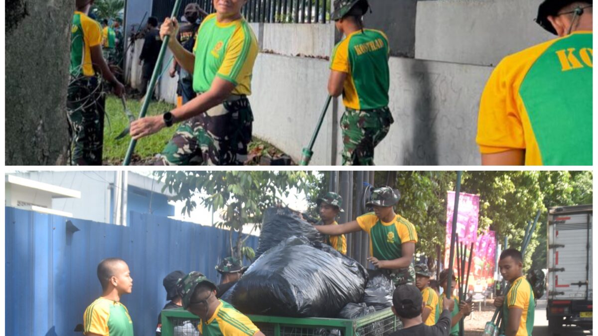 Danmenarmed 2 Kostrad Memimpin Jumat Bersih Di Sejumlah Kawasan, Wujudkan Lingkungan ASRI