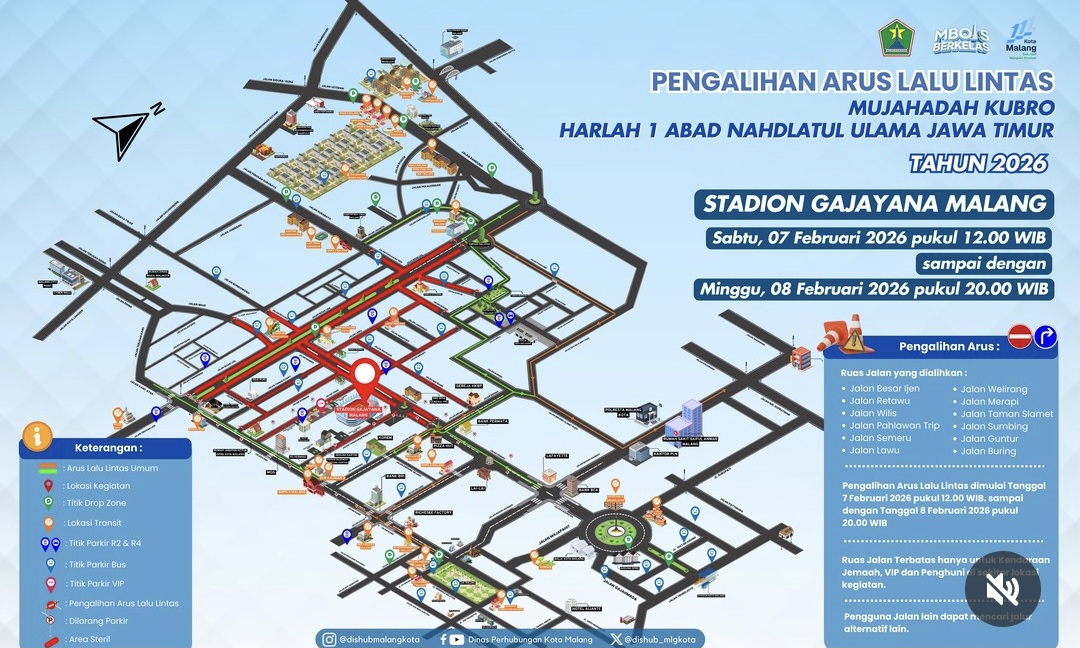 Daftar Lokasi Drop Zone Jemaah Harlah 1 Abad NU di Malang, Dibagi Per Daerah