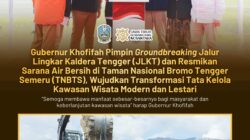 Gubernur Khofifah Melakukan Groundbreaking Jalan Lingkar Kaldera Tengger dan Resmikan Sarana Air Bersih di TNBTS, Wujudkan Transformasi Tata Kelola Bromo Aman-Nyaman dan Berkelanjutan