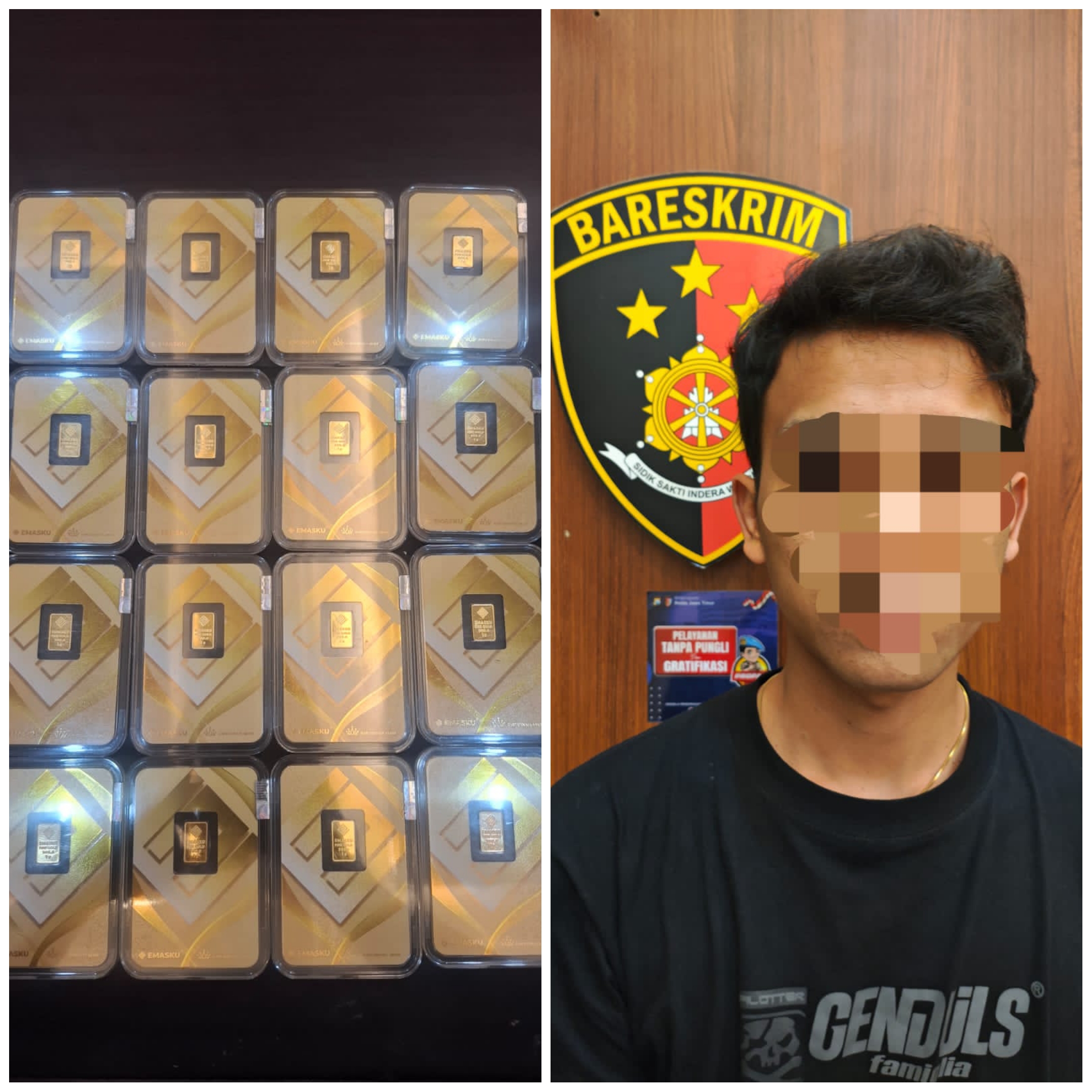 Polres Batu Ringkus Terduga Pelaku Pencurian Belasan Keping Emas
