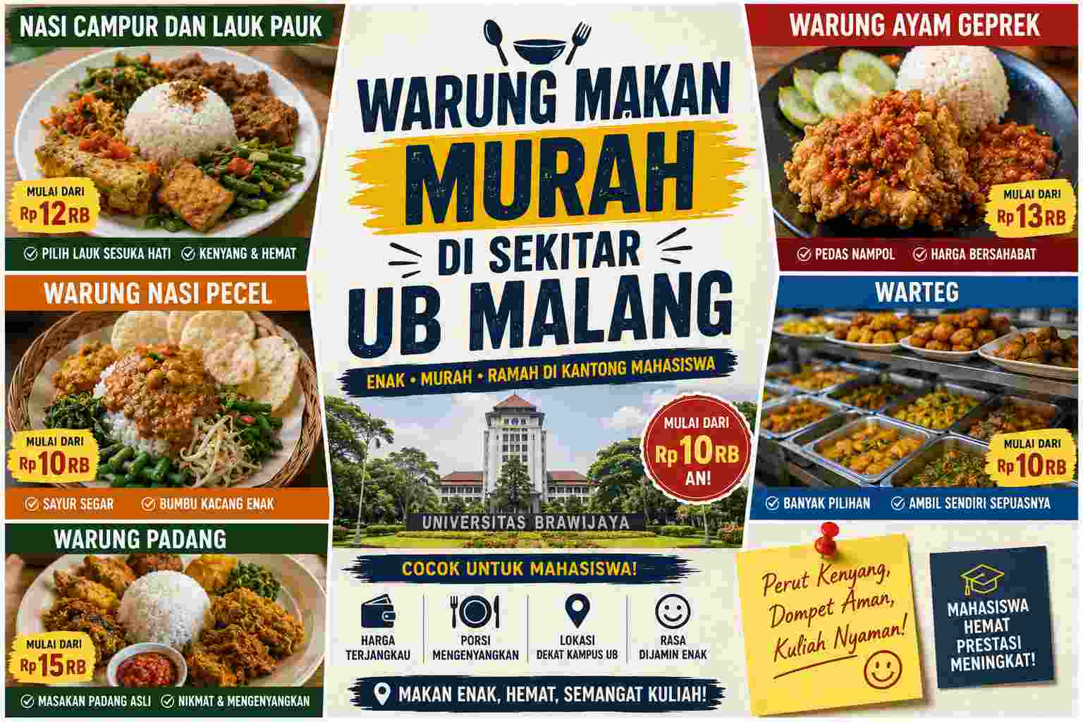Warung Makan Murah di Sekitar UB Malang: Kenyang Kurang dari Rp20 Ribu