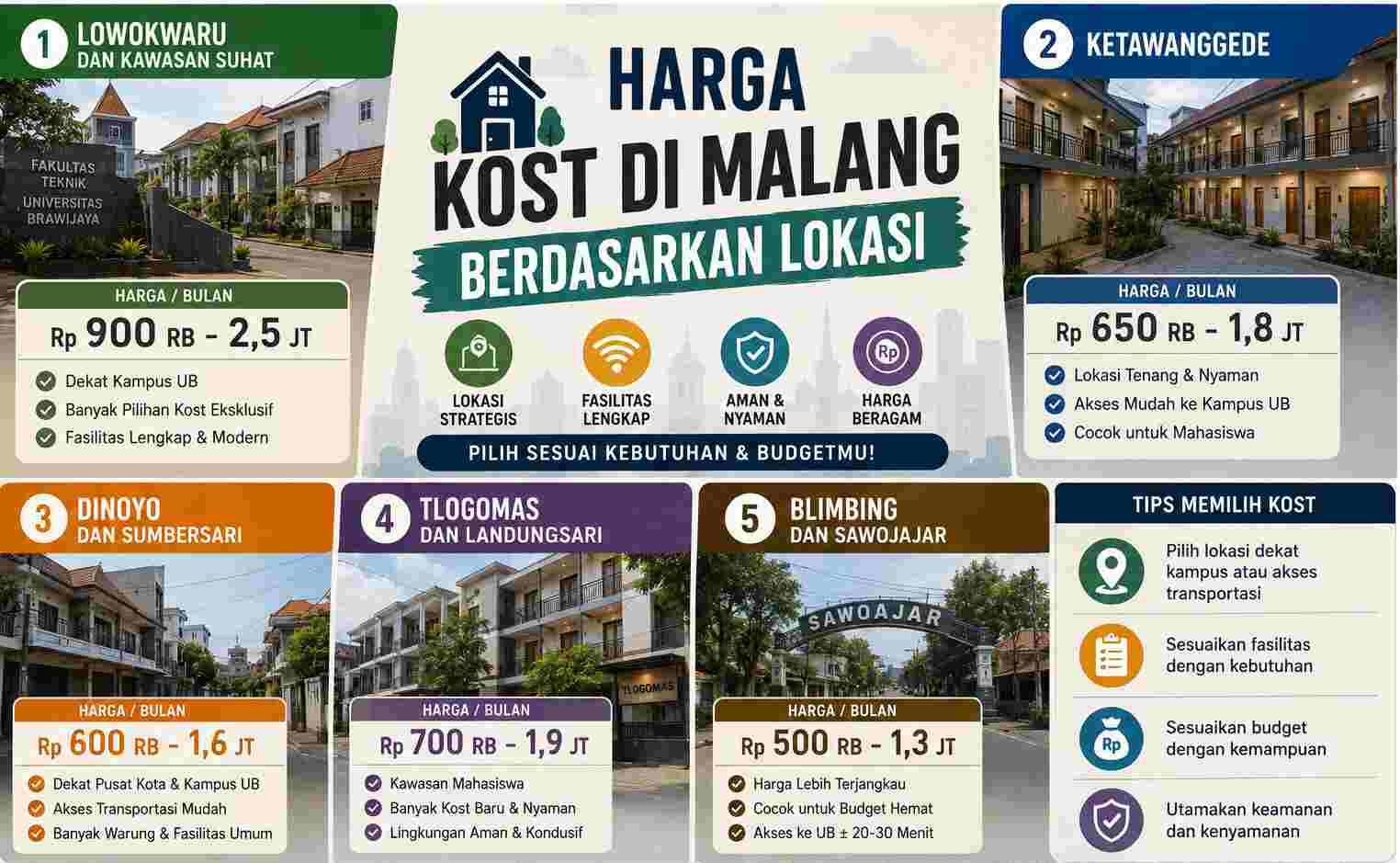 Harga Kost di Malang Berdasarkan Lokasi: Mana yang Paling Worth It? Harga Kost di Malang Berdasarkan Lokasi: Mana yang Paling Worth It?