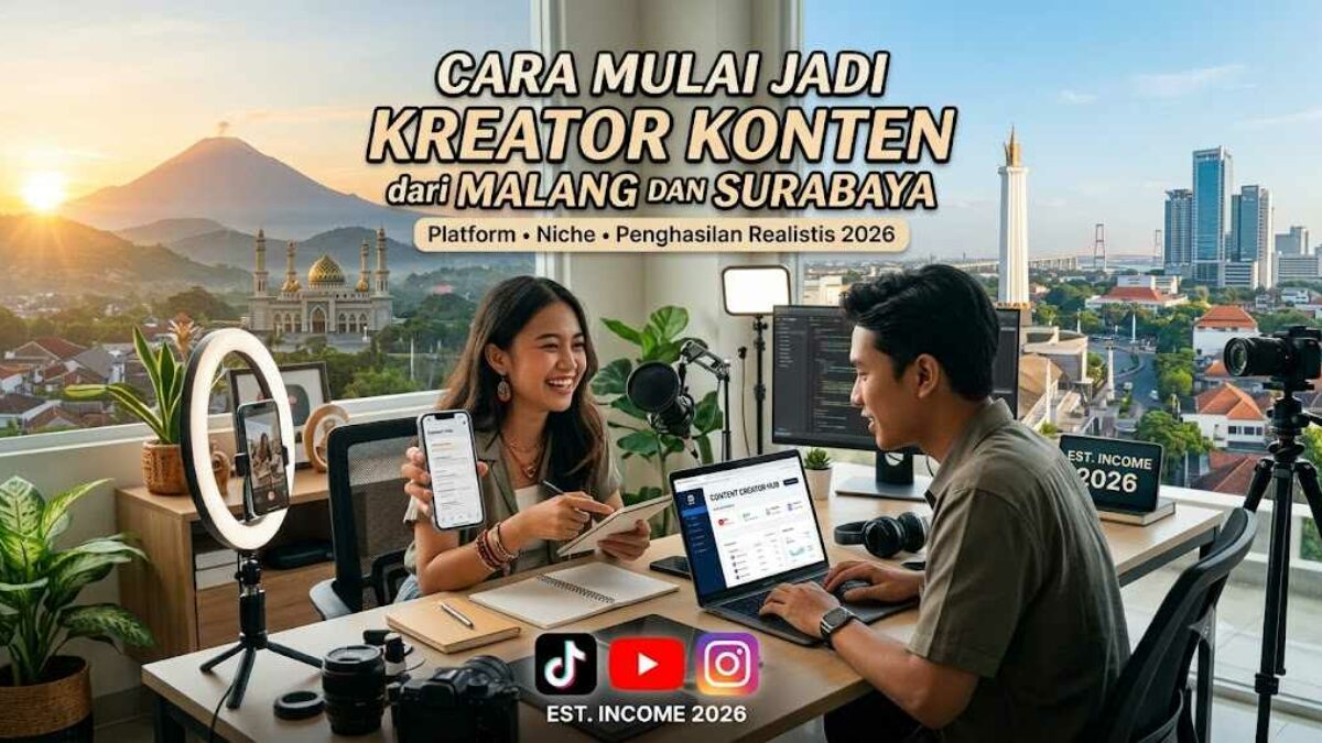 Cara Mulai Jadi Kreator Konten dari Malang dan Surabaya: Platform, Niche, dan Penghasilan Realistis