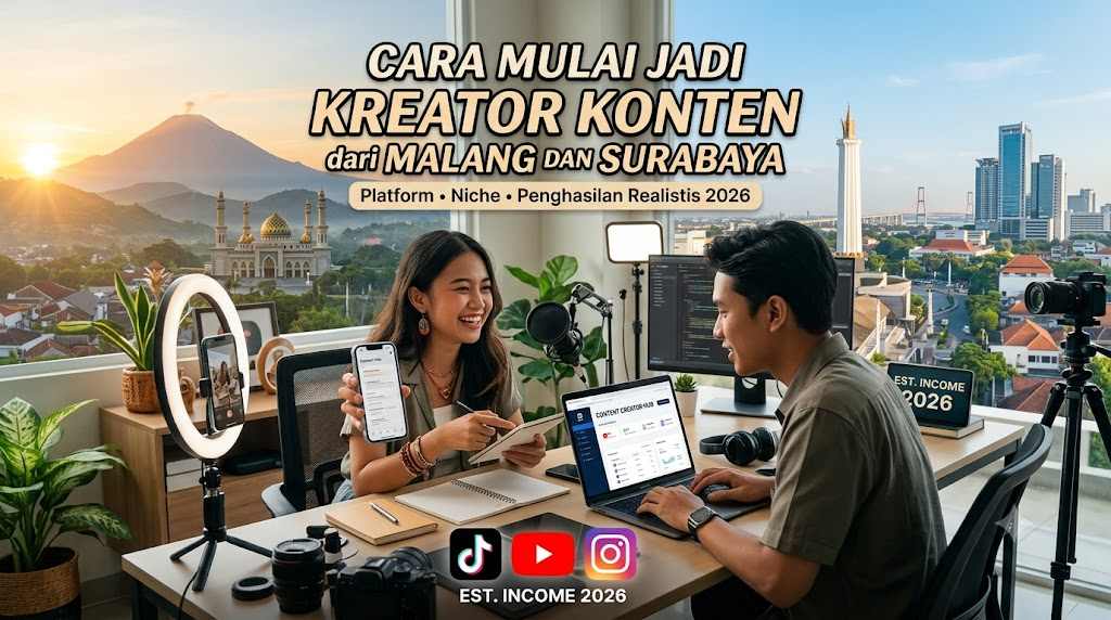 Cara Mulai Jadi Kreator Konten dari Malang dan Surabaya: Platform, Niche, dan Penghasilan Realistis