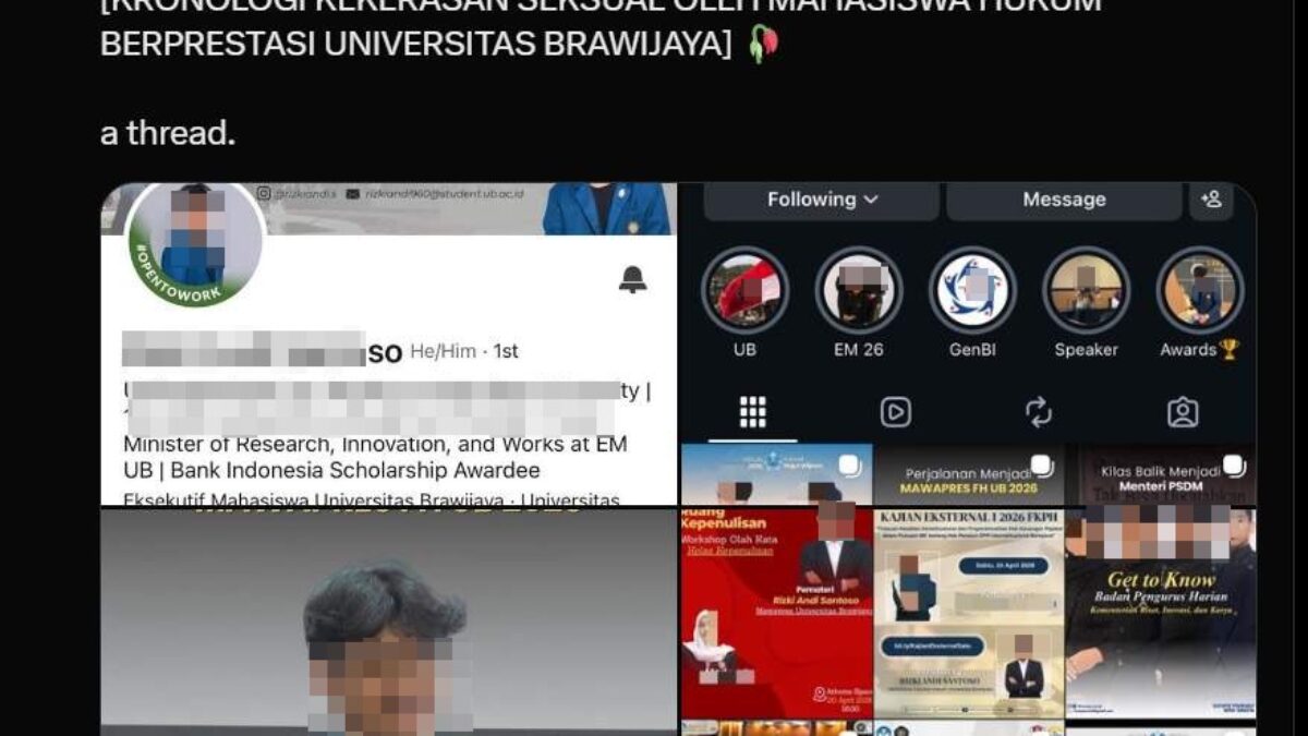 BEM Fakultas Hukum UB Desak Sidang Etik Dugaan Kasus Kekerasan Seksual Mawapres