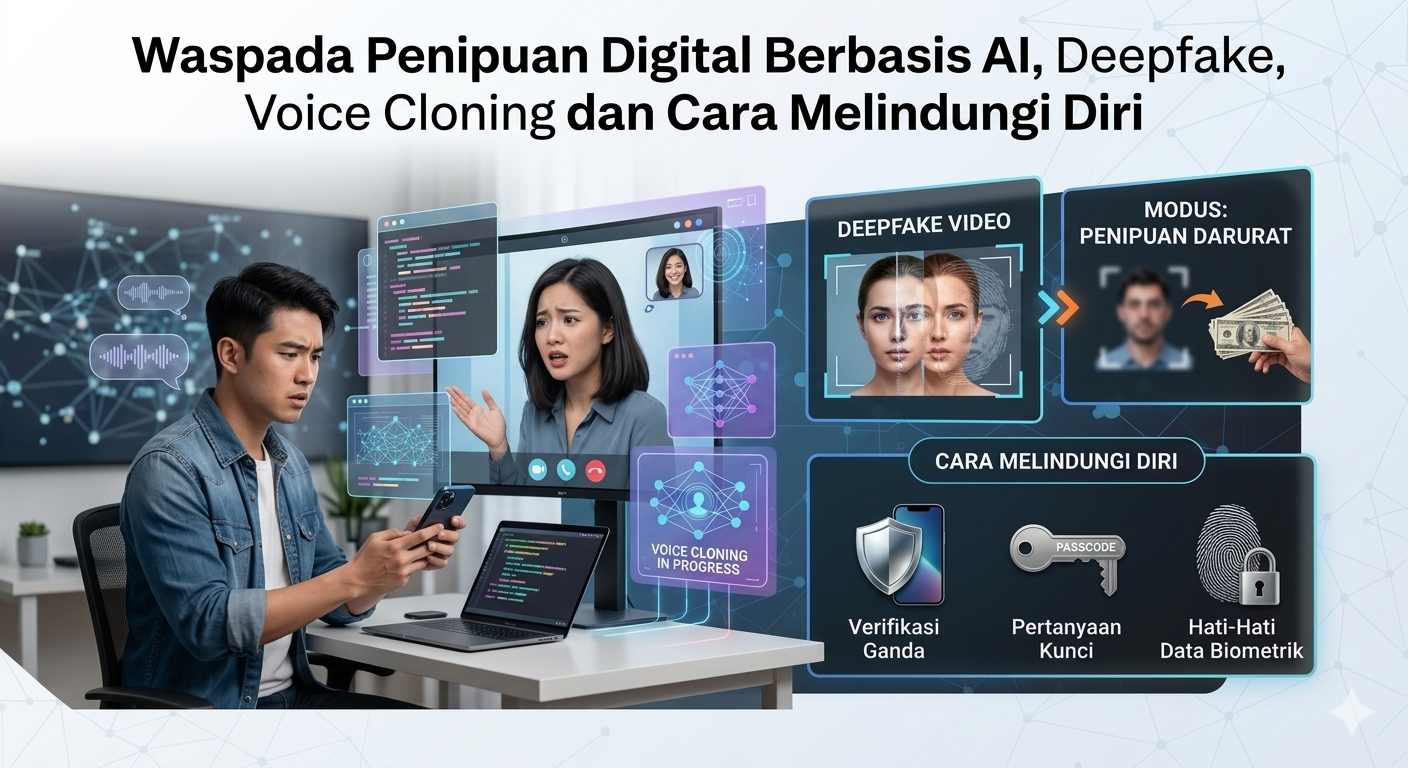 Waspada Penipuan Digital Berbasis AI, Deepfake, Voice Cloning dan Cara Melindungi Diri Waspada Penipuan Digital Berbasis AI, Deepfake, Voice Cloning dan Cara Melindungi Diri