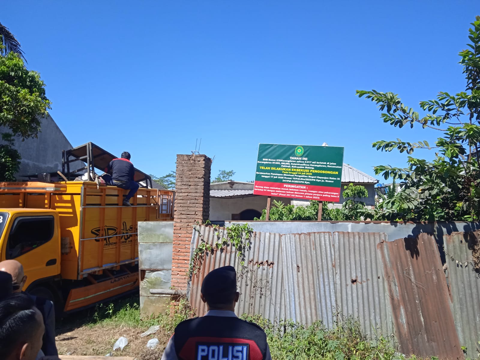 Sengketa Tanah Berakhir Eksekusi, Rumah dan Lahan Resmi Dikosongkan Paksa