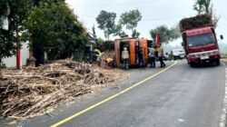 Truk Tebu Terguling di Jalur Blitar-Malang, Kemacetan Berlangsung 17 Jam