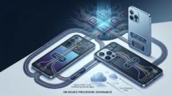 Ilustrasi chipset AI dan smartphone flagship