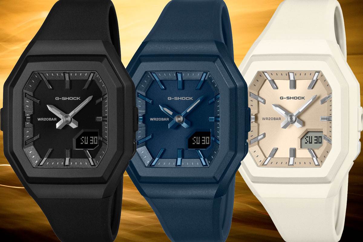 Render Casio G-Shock GMA-S160 dengan desain kompak dan tiga pilihan warna