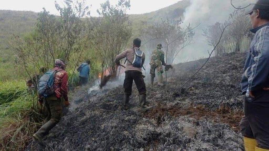 Karhutla di kawasan Gunung Arjuno-Welirang yang meluas ke wilayah Pasuruan, Mojokerto, Kabupaten Malang, dan Kota Batu pada Oktober 2026.