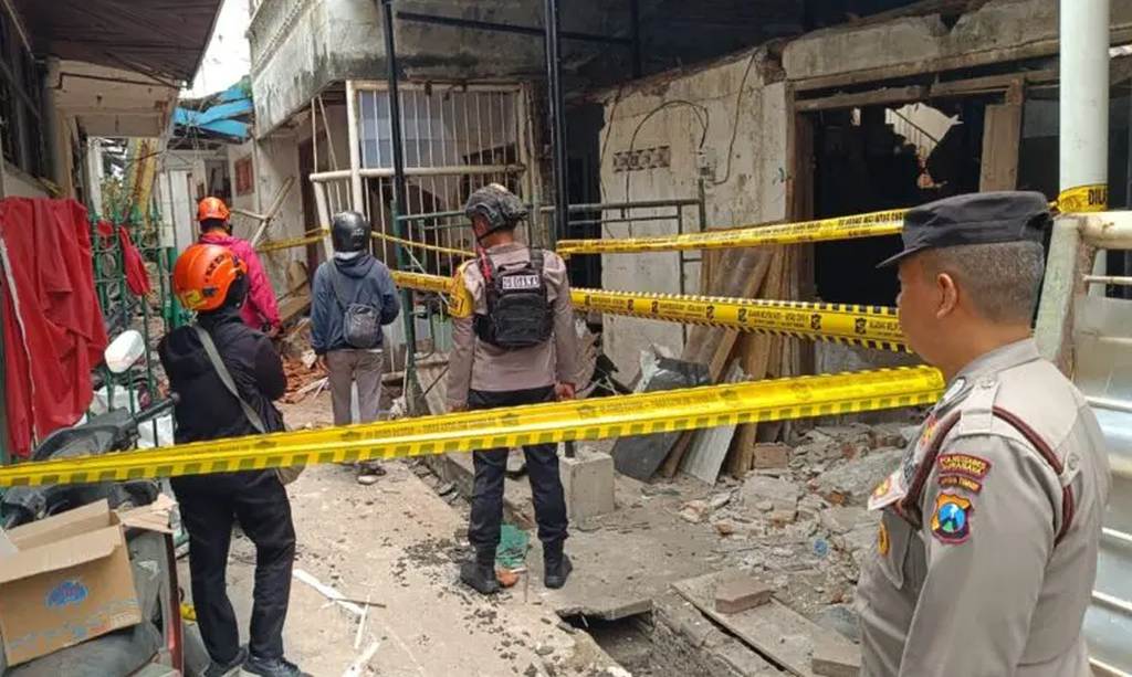 Lokasi ledakan di Kupang Segunting Surabaya yang menyebabkan dua korban luka dan enam rumah terdampak.