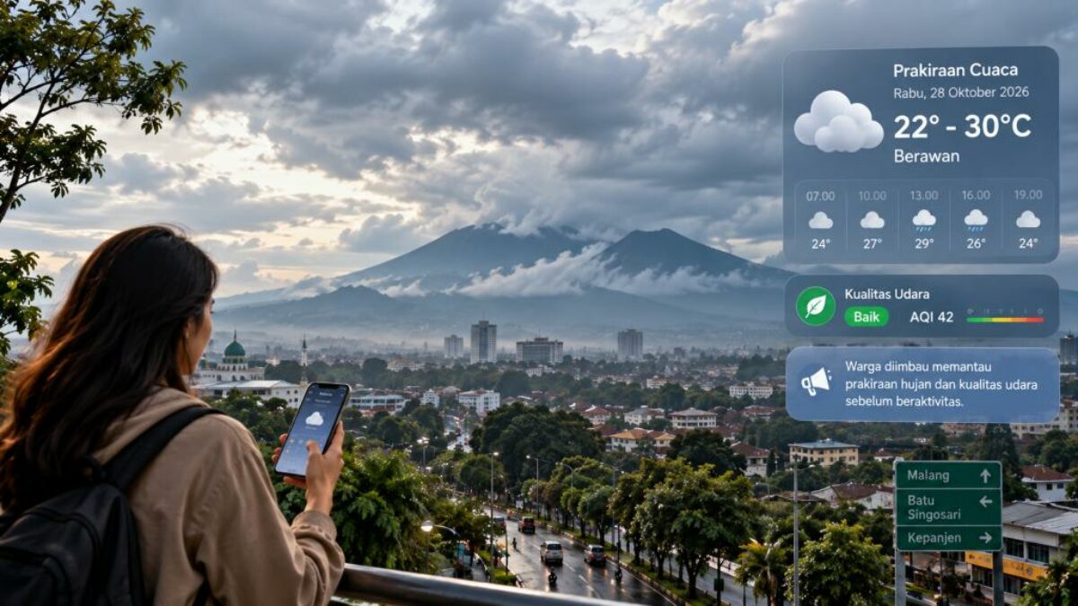 Langit berawan di Malang Raya menjelang potensi hujan pada 28 Oktober 2026.