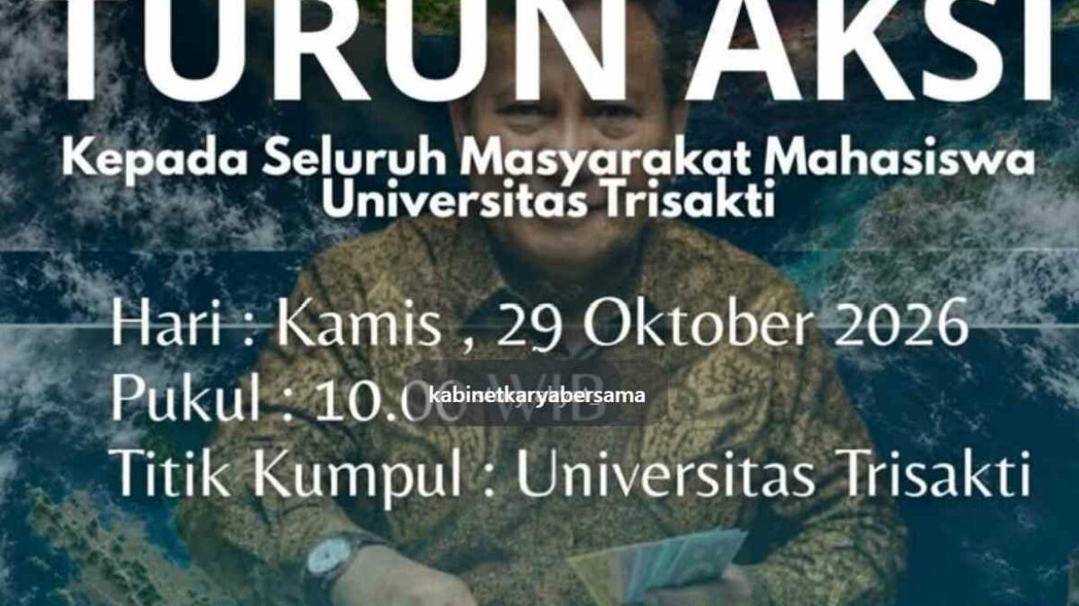 Ilustrasi aksi demonstrasi mahasiswa Universitas Trisakti menuju Istana Negara pada 29 Oktober 2026 untuk menyampaikan tiga tuntutan Tritura.