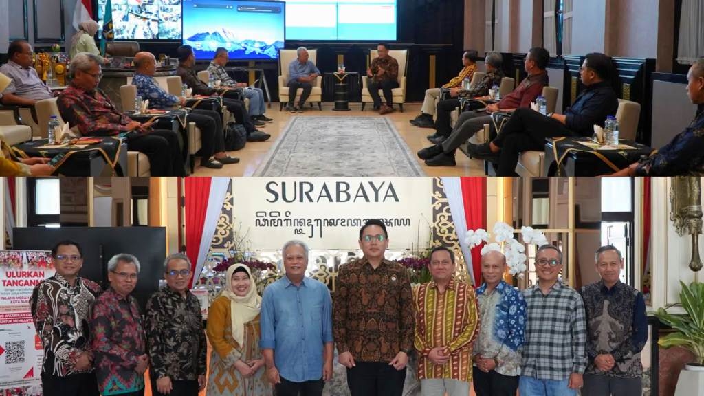 Koordinasi Kemdiktisaintek, ITS, dan Pemkot Surabaya terkait persiapan KSTI 2026 di Balai Kota Surabaya.