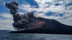 Gunung Anak Krakatau Erupsi Tiga Kali pada Minggu Siang, Kolom Abu Capai 500 Meter
