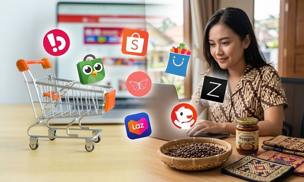 Ilustrasi UMKM menggunakan Shopee untuk menjalankan bisnis online