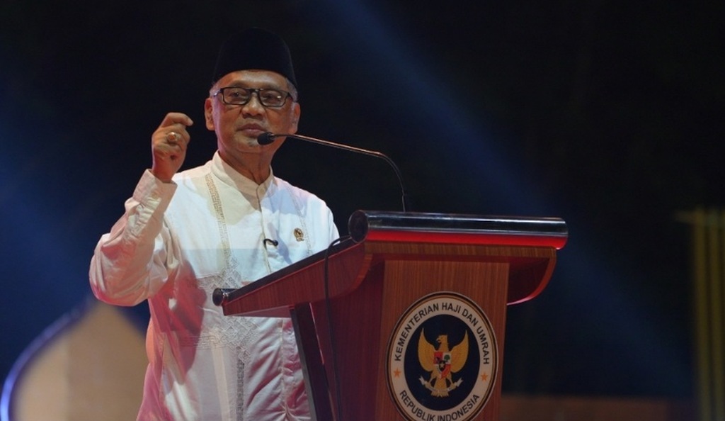 Menteri Haji dan Umrah Mochamad Irfan Yusuf menyampaikan peluang ekonomi haji bagi UMKM daerah dalam UMKM Expo Sulsel 2026.