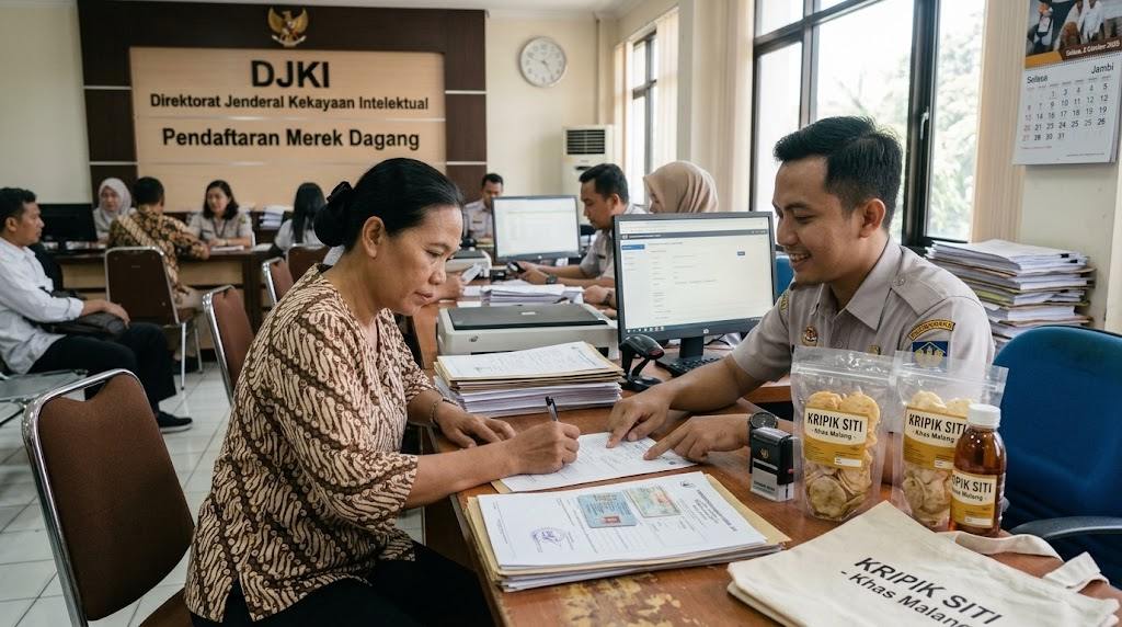 Ilustrasi pendaftaran merek bagi pelaku UMKM melalui DJK