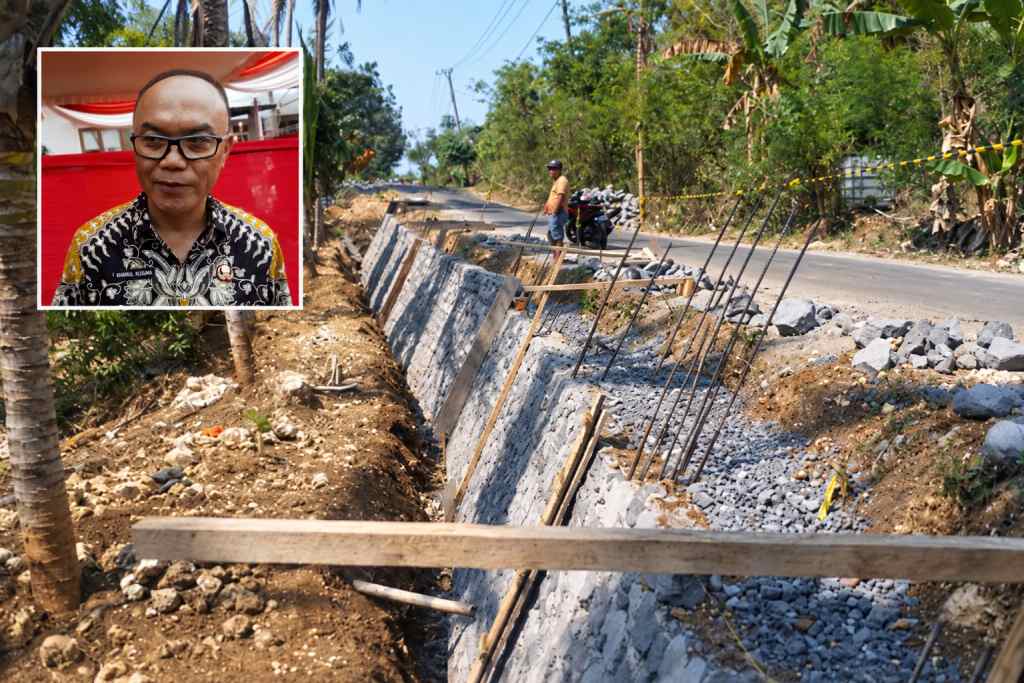 Pembangunan TPT di Desa Sidodadi Gedangan untuk mengantisipasi longsor saat musim hujan.