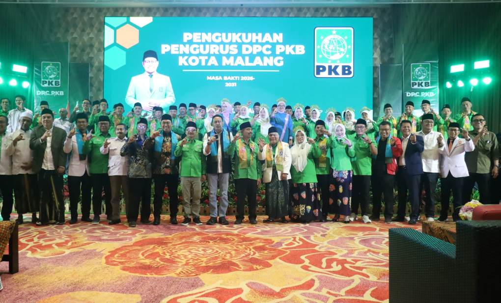 M. Saiful Ali Fatah menyampaikan ucapan selamat kepada pengurus DPC PKB Kota Malang dalam momentum silaturahmi lintas partai.